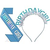 Papoopy Birthday Headband with Sash for Women, Birthday Crwon Tiara for Decorations