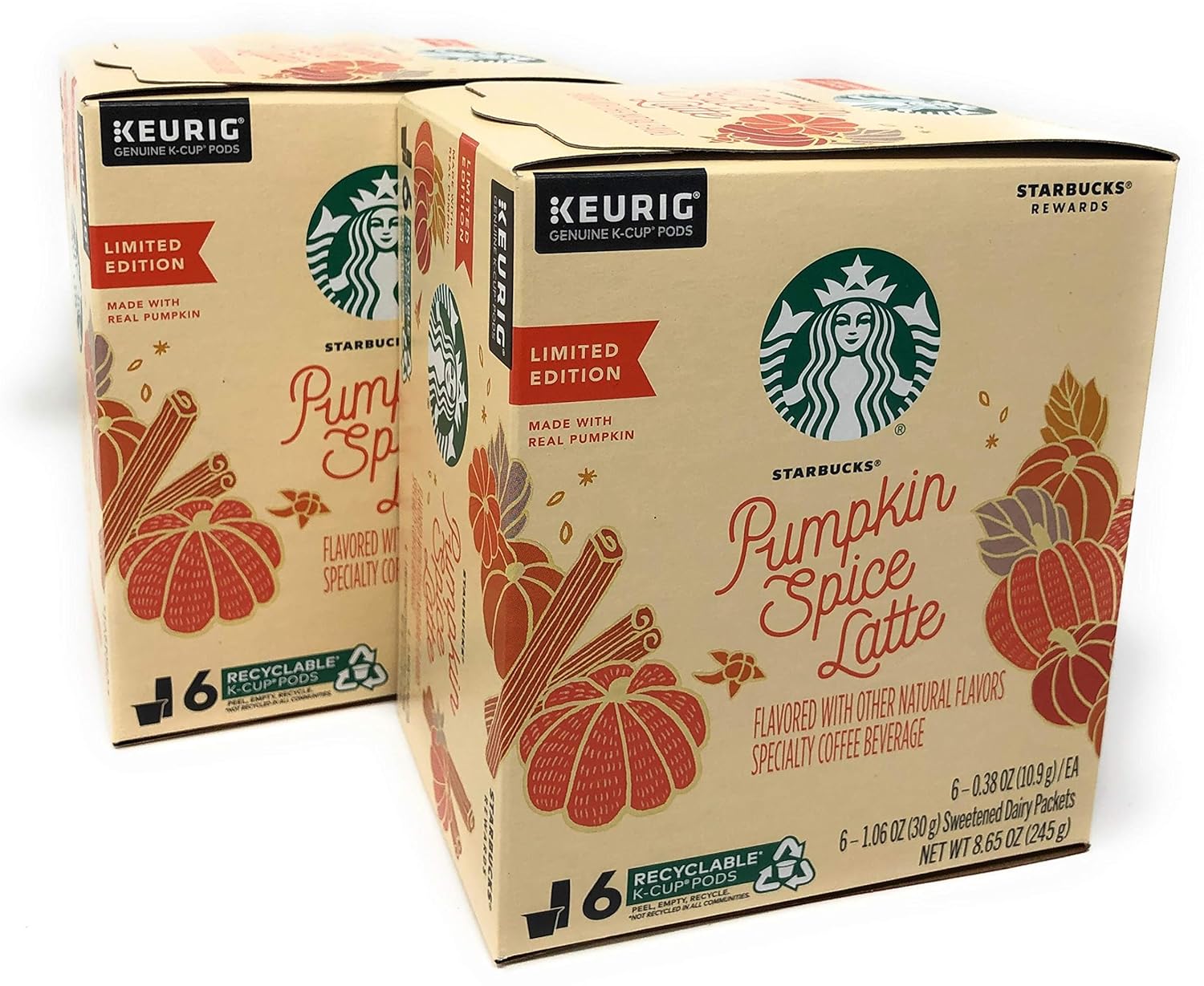 Starbucks Pumpkin Spice Caffe Latte K-cups Limited Edition ( 2 Boxes)