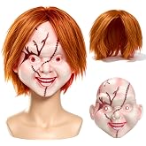 Hndaew 【Adults/Kids Mask Wig】 Chucky Mask with Wig Halloween Mask for Adults/Kids Men Women Boys/Girls Halloween Costume Chucky Costume