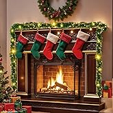 richeotai 16.4 Ft Christmas Garland Decorations with 50 LED Lights, Christmas Garland Perfect for Indoor or Outdoor Fireplace Mantle Decor, Kitchen Light, or Christmas Decorations Tree