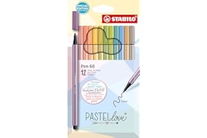 STABILO Premium Fiber-Tip Pen Pen 68 - Pastellove Set - Pack of 12 - Coloring Felt Tip Marker, Fine Point, 1mm Tip