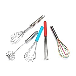 Flat Whisk Silicone Handle Non Slip 10" - 5 Wires