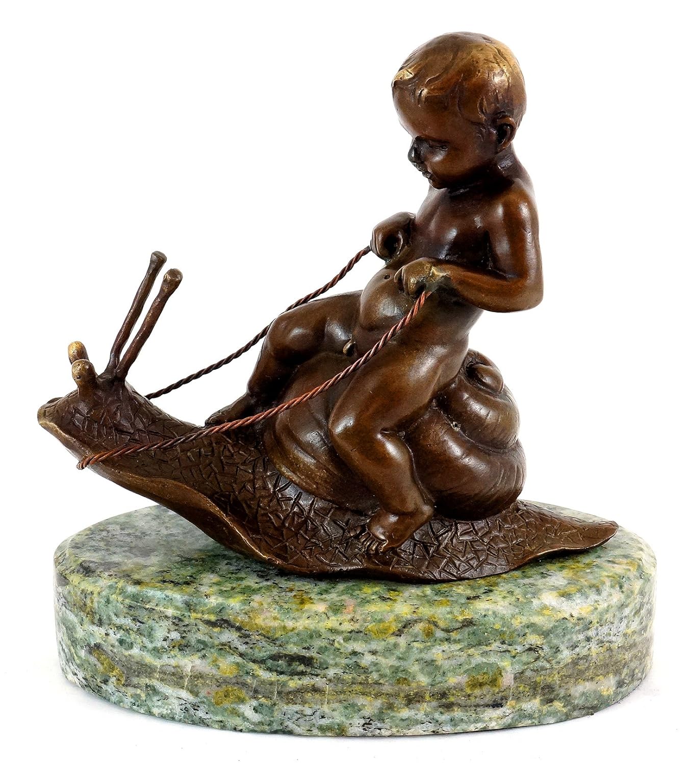 Kunst & Ambiente Child Bronze - Boy Riding a Snail - Art Nouveau - Bruno Zach - Art Nouveau Statues - Sculptures for Sale