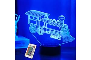 OkiyiD Train Gift, Train 3D Illusion Lamp, Train Night Light with 16 Colors Remote and Touch Control - Perfect for Men's Game Room Decoration, Girl Boys' Kids Room, Birthday Gift