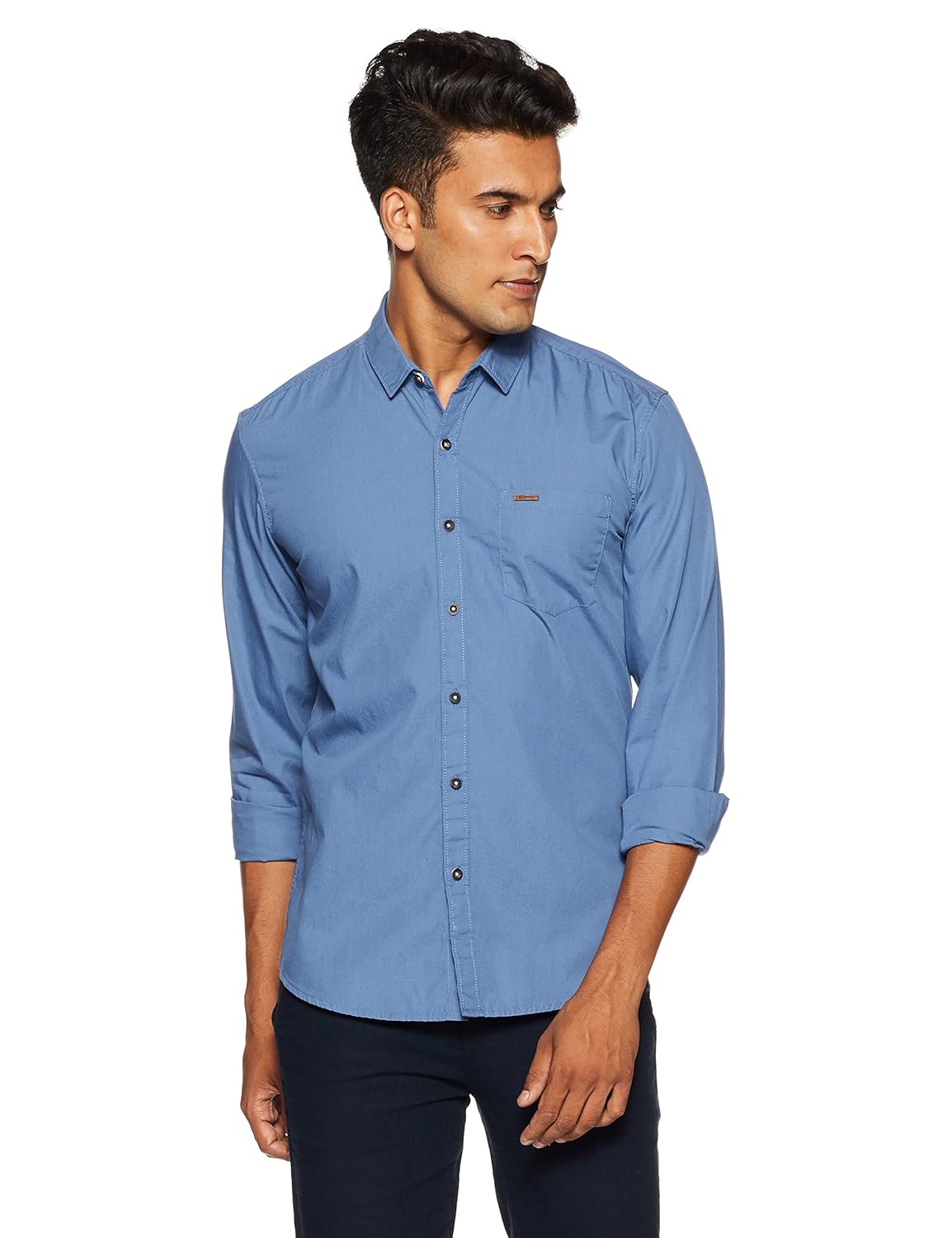 wrangler men's solid slim fit casual shirt