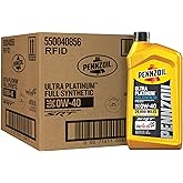 Pennzoil Ultra Platinum Full Synthetic 0W-40 Motor Oil, 1 Quart (6 Pack)
