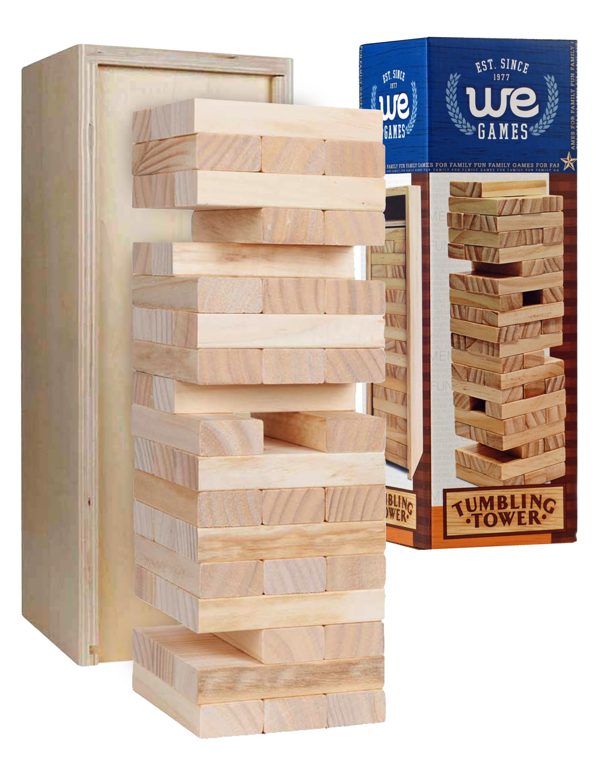 WE Games 12-Inch Tumbling Tower Game in Wooden Box