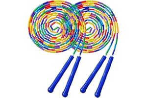 Newbyst Double Dutch Jump Rope 16 Ft 2 Pack, Long Jump Rope for Kids,Soft Beaded Skipping Ropes, Plastic Segmented Jump Rope 