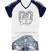 Cowboys Shirts for Women Vintage Game Day V Neck Tshirt Football Team Cowboy Letter Graphic Short Sleeve Top