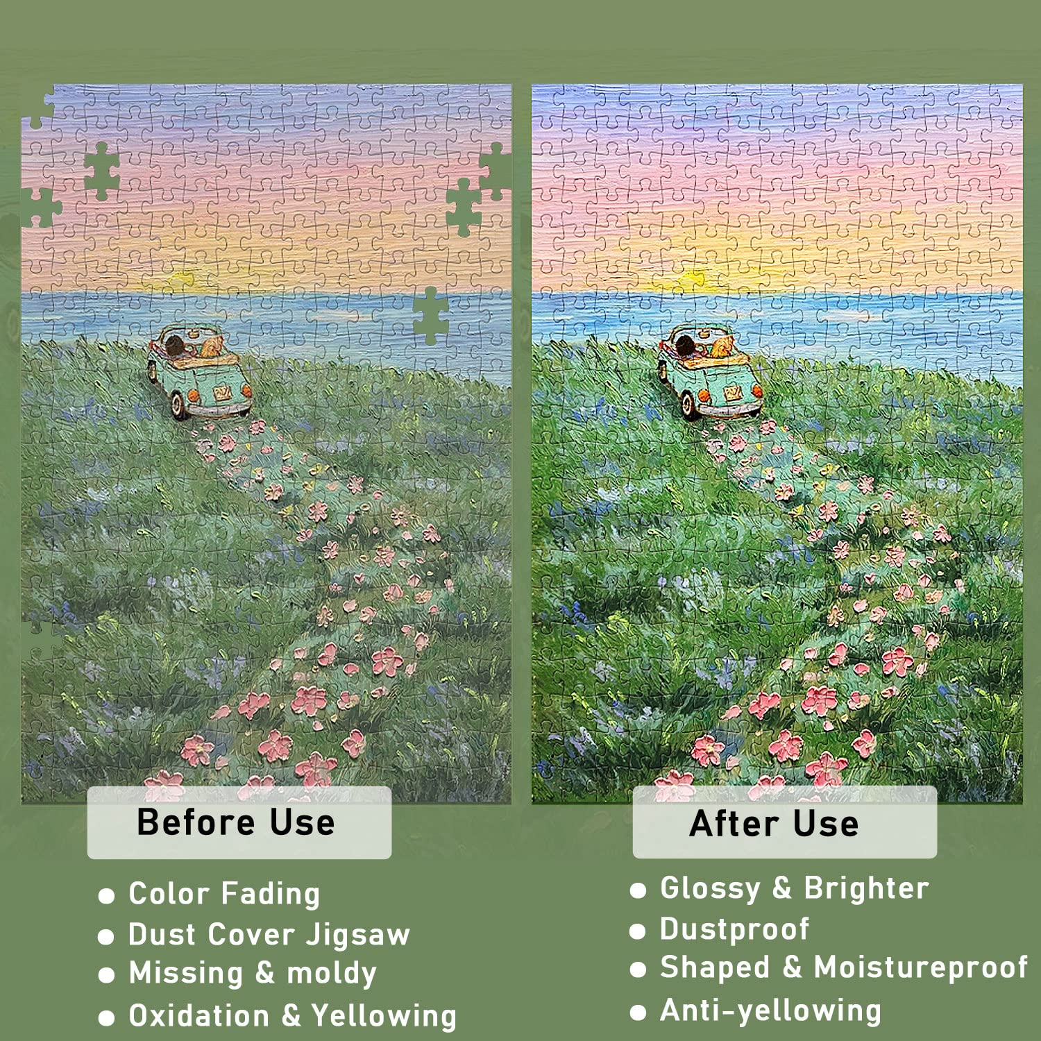 3PCS Jigsaw Puzzle Glue Clear Puzzle Glue with Sponge Head, Water Soluble Craft Puzzle Glue Puzzle Protect Glue for 3000/3500/5000 Pieces of Puzzle (3 Bottle X 120ML)