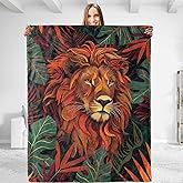 dhakalrlde Lion Throw Blanket - Soft Plush Flannel Blanket, Lightweight, Comfy, Warm, Fuzzy, Anti-Pilling for Sofa, Bedroom, Bed, Living Room, Outdoor Blanket for Men Boy 50in×60in
