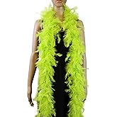 Flydreamfeathers 40 Gram 72" Long, Turkey Chandelle Feather Boa, Dancing Wedding Crafting Party Dress Up, Halloween Costume Decoration(lime green color)