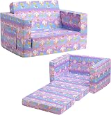BEJOY Kids Sofa Bed 2-in-1 Unicorn Toddler Couch Convert to Lounger