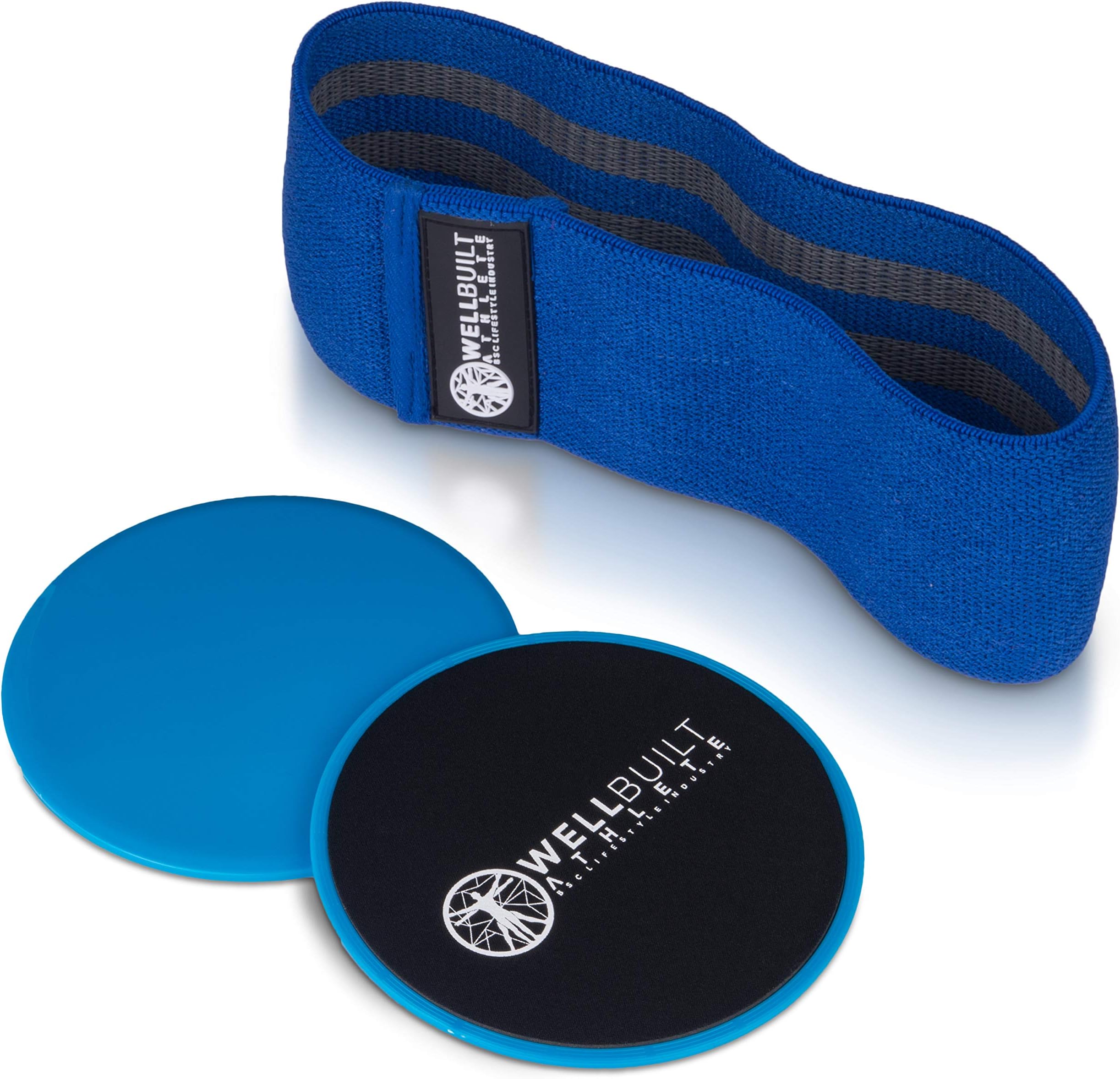 Well Built Athlete Squat Band with Core Sliders and E-Book, Fabric Resistance Bands for Working Out Squat Bands for Butt and Thighs Hip Band Glute Band Non Slip Cloth Resistance Bands