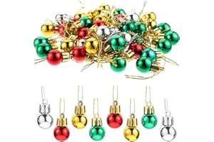 Boao 96 Pcs Christmas Mini Balls Ornaments Miniature Xmas Tree Ornaments Multicolour Shiny Small Hanging Decorations for Christmas Holiday Party Decor(0.79 Inch,Red, Gold, Silver, Green Balls)