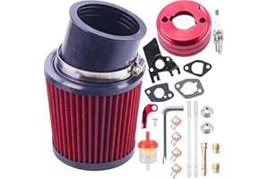 MRELC High Performance Upgraded Air Filter adapter Intake Spark Plug Kit for Predator 212cc 6.5 Hp Engine Mini Bike Go Kart Racing （Red）