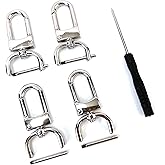 VersaKits 4 Pcs Heavy Duty Detachable Swivel Lobster Claw Clasps Screw in Shackle 3/4 Inch Silver Replacement Snap Hooks Trigger Clips