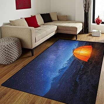 Night Floor Mat For Kids Camping Tent Under A Night Sky Full Of