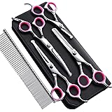 Gimars 4CR Stainless Steel Safety Round Tip Pet Grooming Scissor, Heavy Duty Titanium Coated Pet Grooming Scissor for Dogs, C