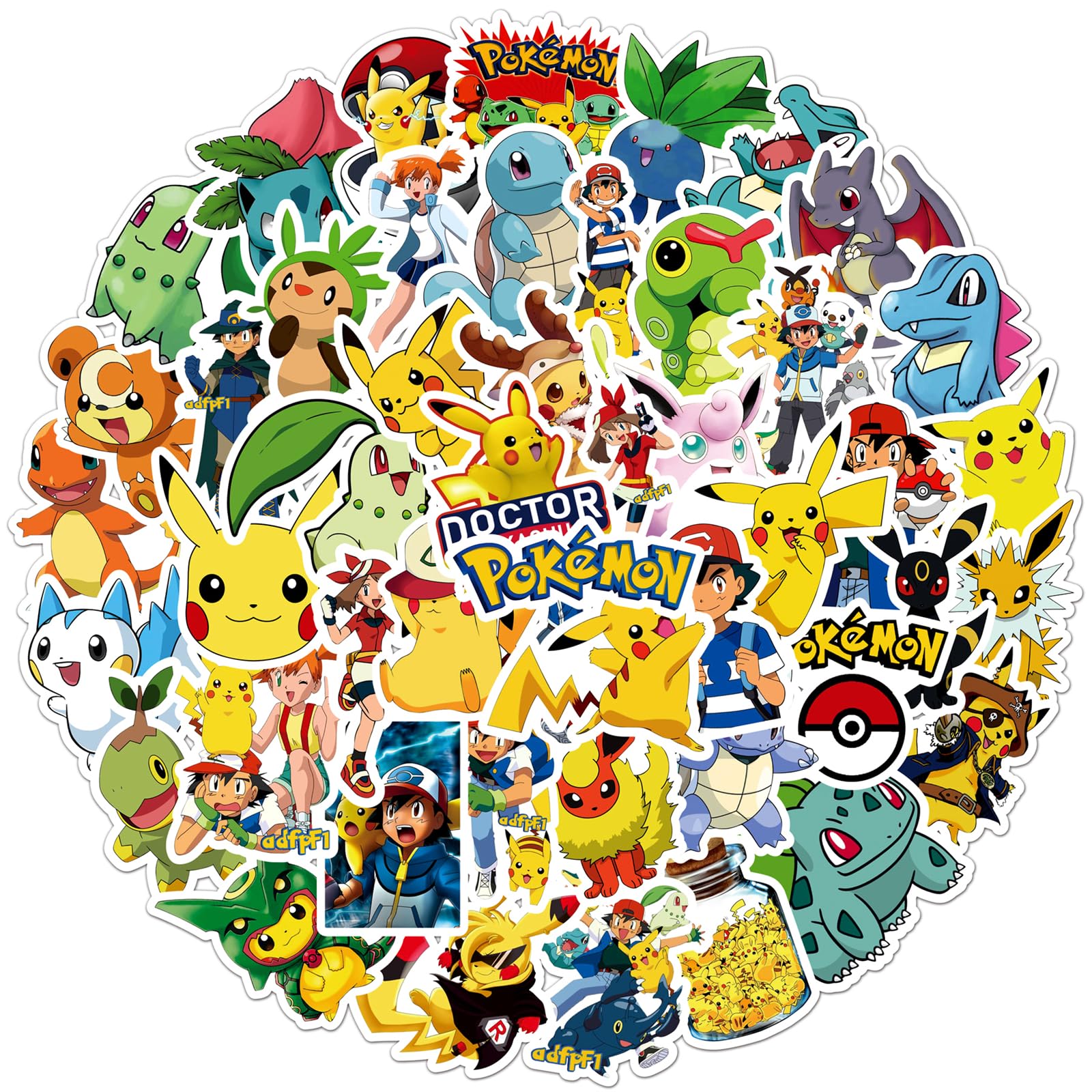 50pcs Cute Cartoon Pet Monster Stickers for Teens Adult, Waterproof Vinyl Cute Cartoon Decal for Water Bottle Skateboard Guitar Travel Case Bike Laptop,Car Bumper,Luggage,Phone (POK50)