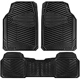 CAR PASS Rubber Car Mats, Waterproof Car Floor Mats All Weather,Car Mat Full Set 3 Piece, Automotive Floor Mat Trim to Fit for Cars Sedans SUVs Trucks, Anti-Slip Easy Clean, All Black