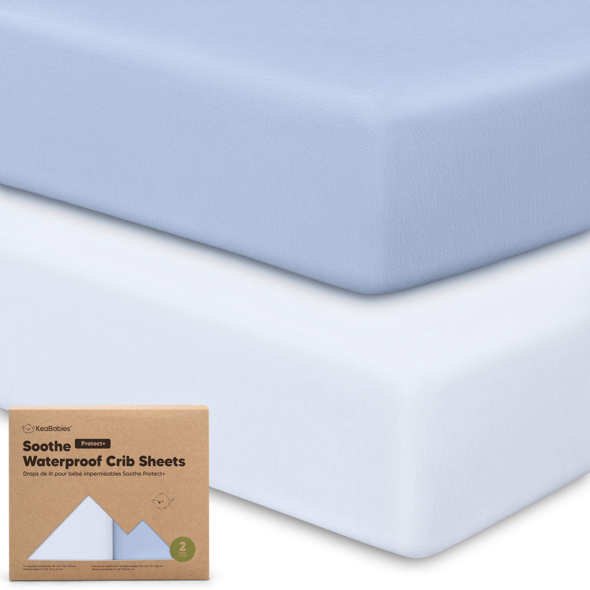 Photo 1 of 2-Pack Waterproof Crib Sheets for Girl, Boy - Organic Cotton 52X28 Fitted Crib Sheets Neutral,Crib Mattress Protector Sheets,Soft Toddler Bed Sheets,Washable Infant Fitted Baby Crib Sheets (Blue Flax)