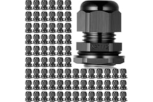 Relaxweex 100 Pcs NPT Black Nylon Cable Gland, Waterproof IP68 Adjustable Locknut Cable Diameter Waterproof Connectors Black Cord Grip (1/2" Npt)
