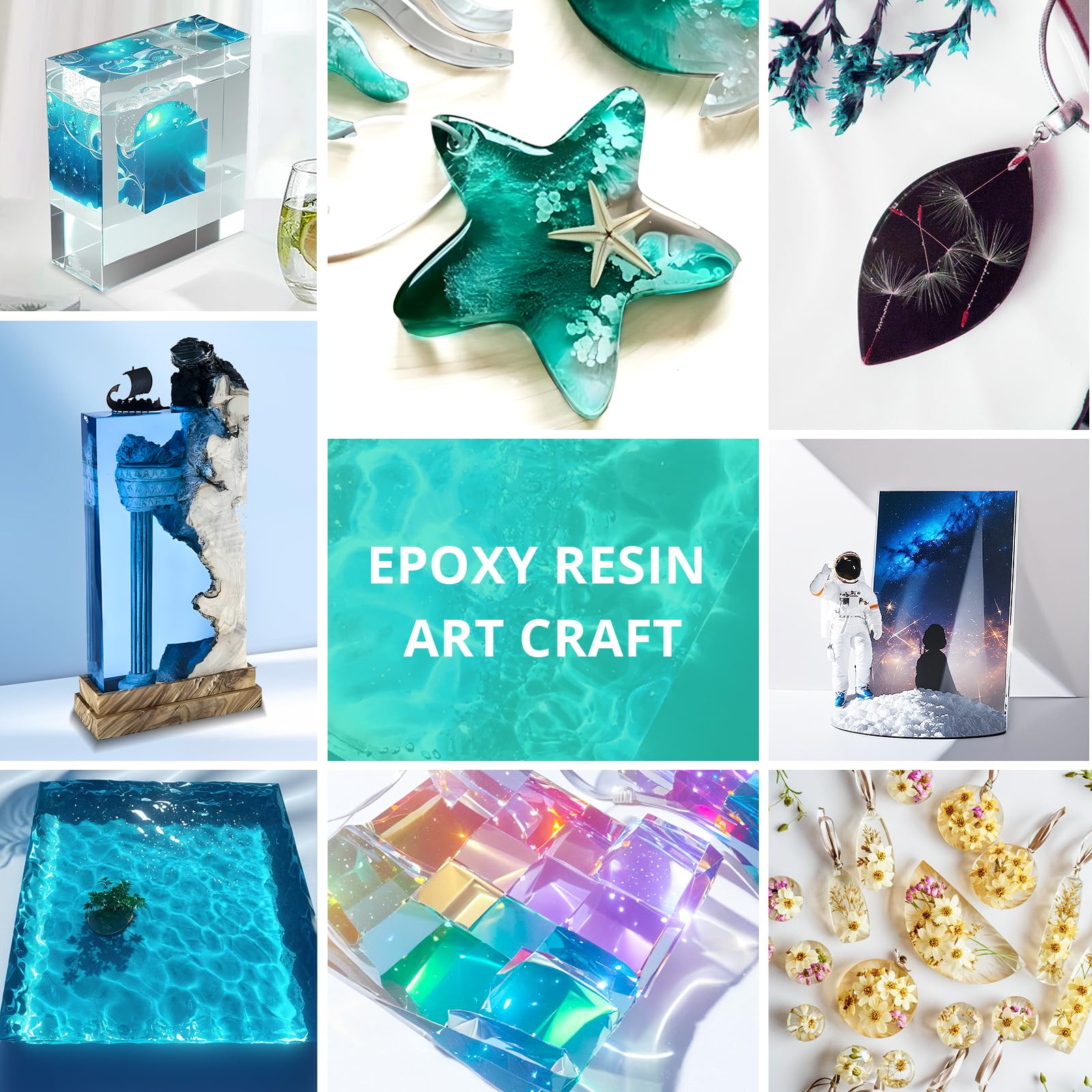 Resin Epoxy, KHKD RESIN 1 Gallon Epoxy Resin Kit- 2 Part Crystal Clear Resina Epoxica - High Gloss Odorless, UV & Impact Resistance Food Grade Epoxy Perfect for DIY Crafts, Jewelry, Art Coating