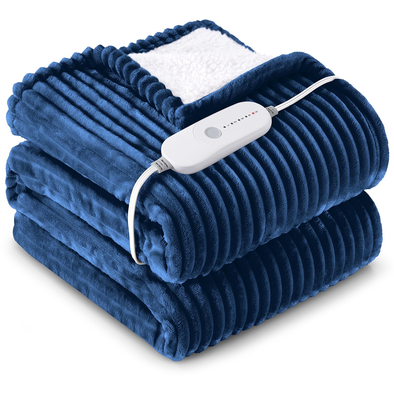Photo 1 of *Untested*
HYLEORY Heated Blanket Electric Throw, Soft Flannel Sherpa Heater 5 Heat Settings and 3 Hours Auto Shut-Off Heating Blanket ETL Certification Over-Heat Protection Machine Washable,Navy Blue