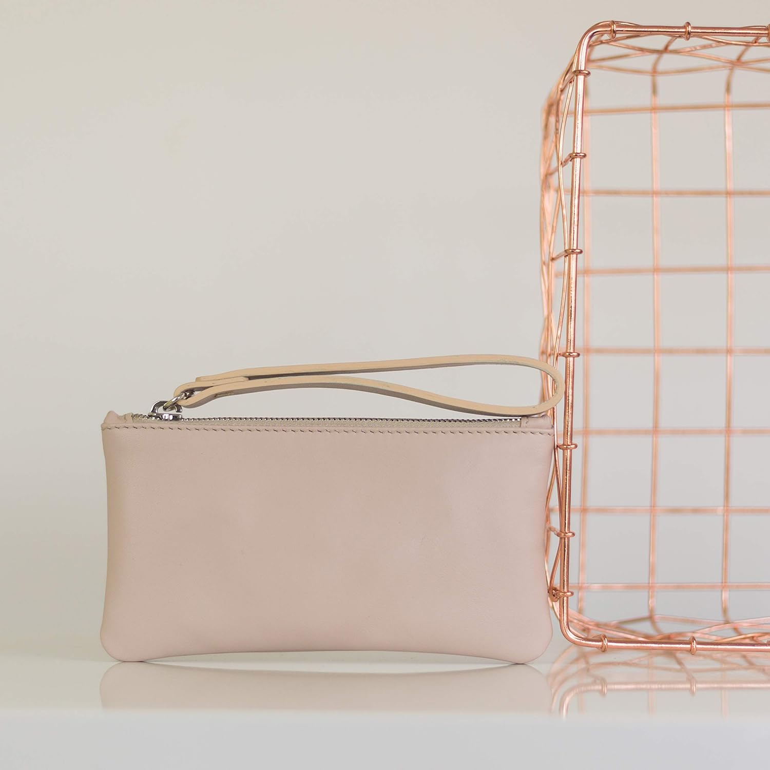 Wristlet Purse Blush Pink Leather Amazon.co.uk Handmade Products