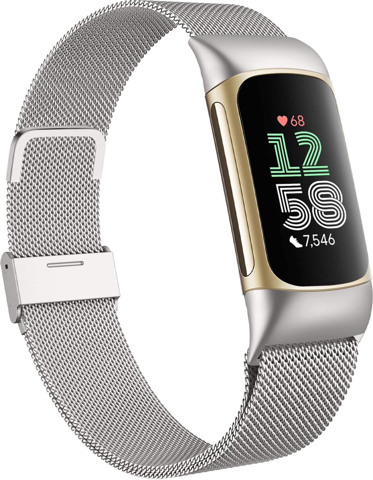 Faliogo Metal Strap Compatible with Fitbit Charge 6 Strap for Women Men, Adjustable Stainless Steel Mesh Loop Replacement band with Magnetic clasp for Fitbit Charge 6, Silver