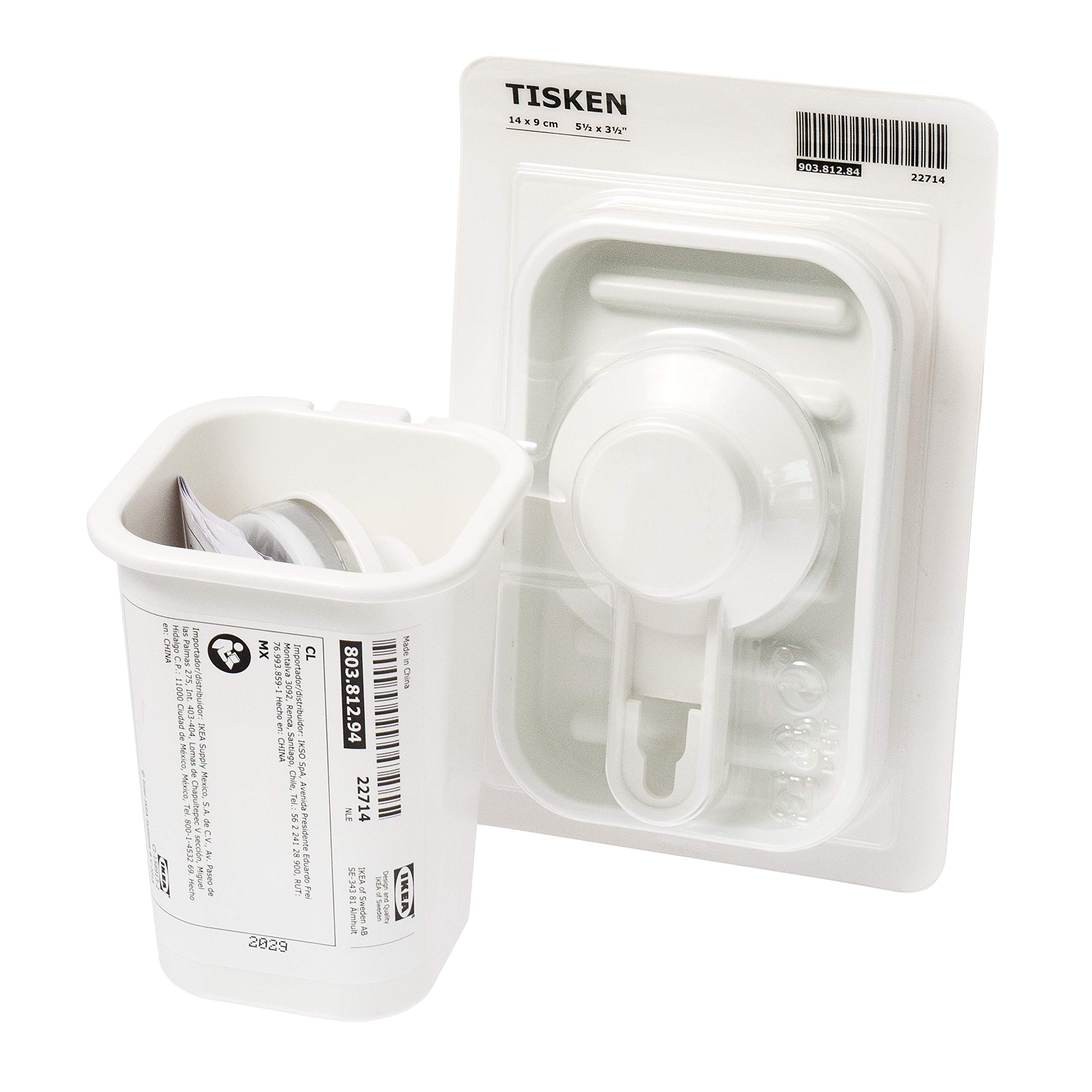 Ikea TISKEN White Drill-Free Soap Dish & Toothbrush Holder Set with Suction Cups
