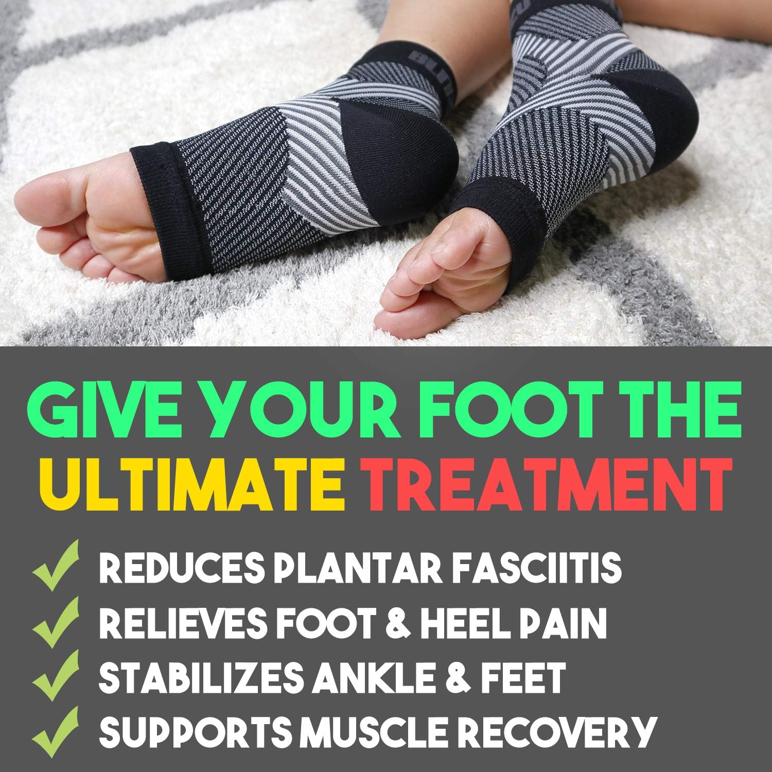 BLITZU Plantar Fasciitis Compression Socks For Women & Men - Best Ankle and Nano Sleeve For Everyday Use - Provides Foot & Arch Support. Heel Pain, and Achilles Tendonitis Relief. (Large/X-Large, Black): Health & Personal Care