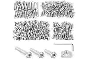 QCQIANG 200pcs M3 T-Nuts Assortment Kit, Hammer Nut with Hex Button Head Screws for Profile Groove
