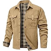 KAVIANA Men's Shirt Jacket Shacket with Flannel Lined Casual Snap Button Overshirt Western Cowboy Jackets Fall Clothing