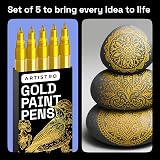 ARTISTRO 5 Gold Acrylic Paint Pens Set Extra Fine Tip Water Based view 6