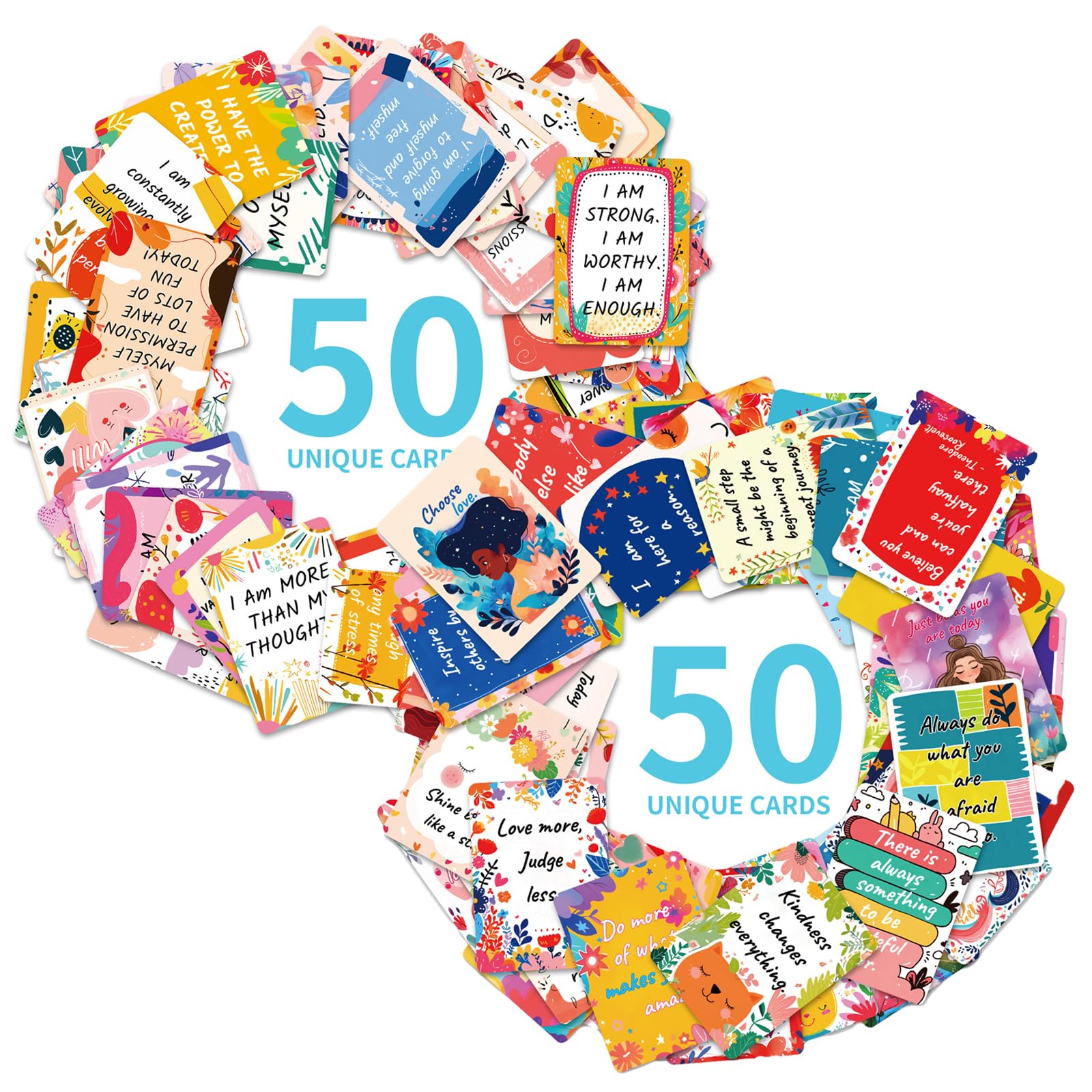 Bettinay 100 PCS Positive Affirmation Cards, Inspirational Cards with Motivational Quotes Note for Kids, Women, Men, Staff