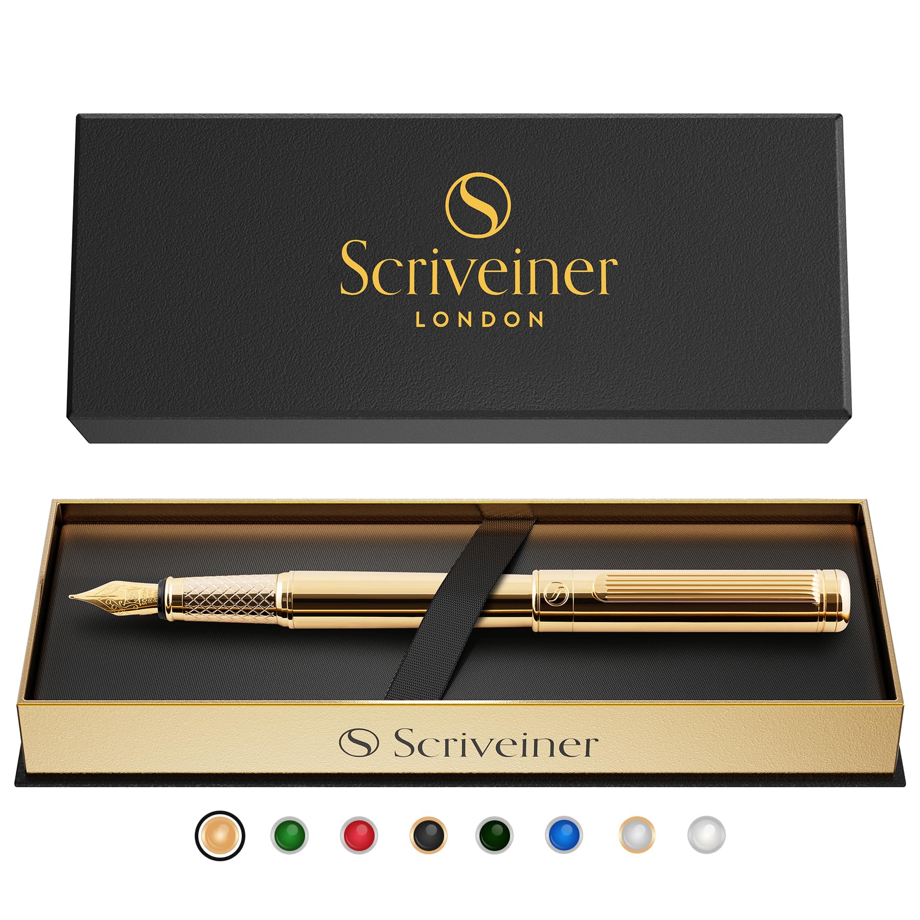 Scriveiner Füllfederhalter Gold Füller Edel mit Echtvergoldung, Schmidt vergoldete Feder (mittel), Bestes Geschenk für Herren und Damen, Manager, Führungskräfte 9
