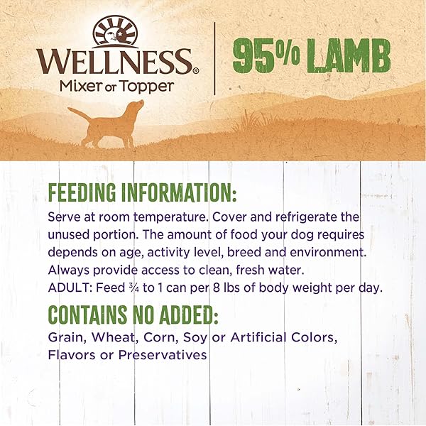 WELLNESS 95% LAMB NATURAL WET GRAIN FREE CANNED DOG FOOD, 13.2-OUNCE CAN (PACK OF 12)