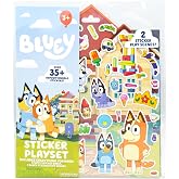 Horizon Group USA Bluey Sticker Playset, 2 Sticker Play Scenes, 35+ Reusable Puffy Bluey Repositionable Stickers for Kids, Perfect for Travel, Screen-Free Fun