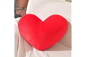 XIAIJIA Heart Pillow Red Heart Shaped Pillow Soft Rabbit Fur Small Decorative Pillow for Bed Heart Cushion for Couch Girls Women Day Gift