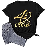 LAZYCHILD Hello Forty Shirt Women 40th Birthday Gift 40 Years Old Birthday Party T-Shirt Cute Heart Graphic Tee