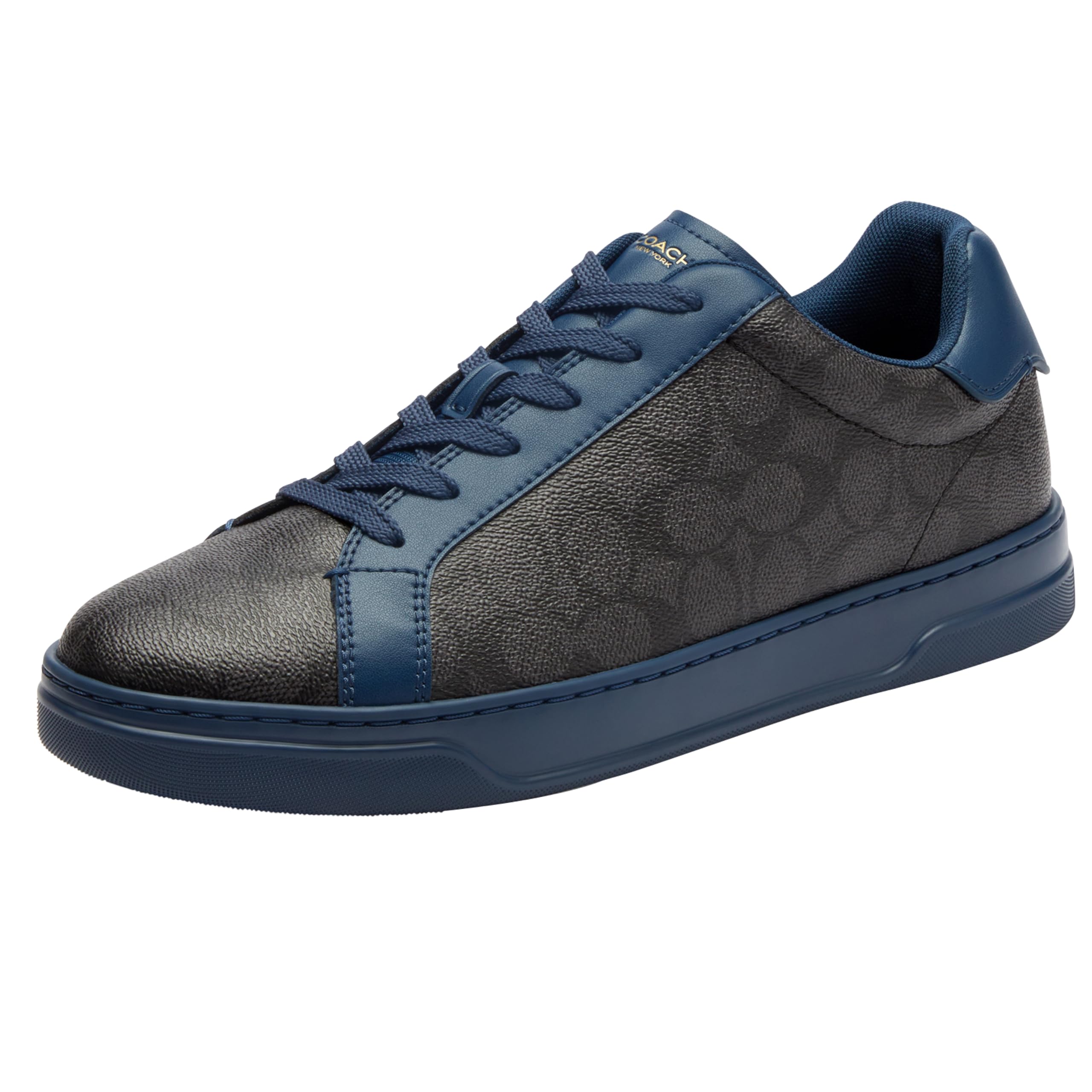 Coach, Men’s, High Line Sneaker in Signature Canvas, Deep Blue/Charcoal, 8, Medium