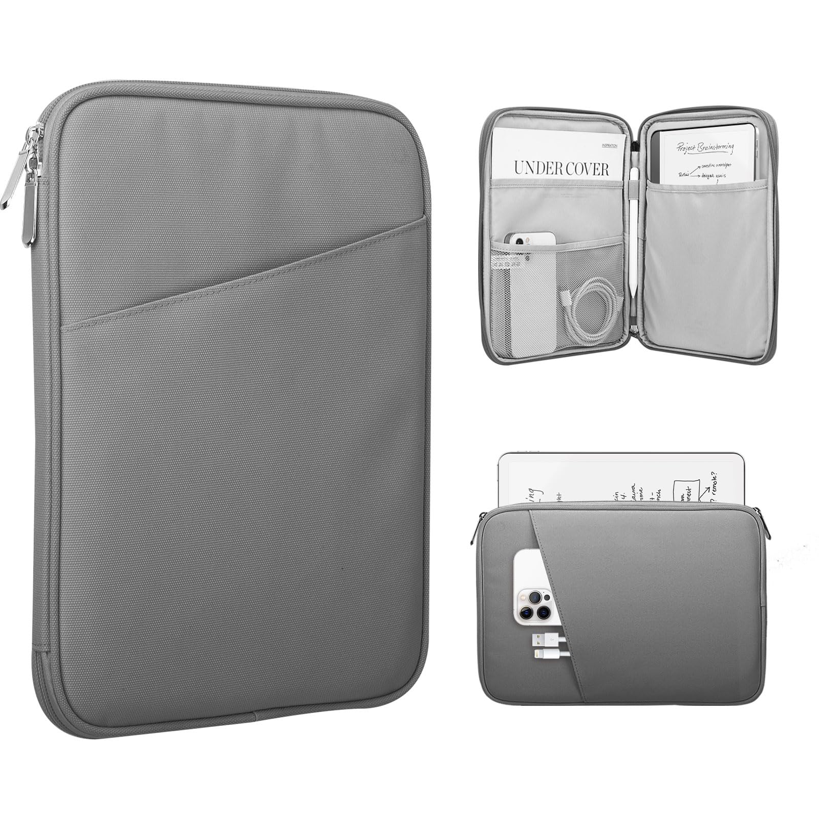 TiMOVO 9-11" Tablet Sleeve Bag for iPad 11-inch A16 2025, iPad 10.9"/10.2"| Air 11 Inch/5th/4th Gen. 10.9", Galaxy Tab A9+/A11Plus 11", Protective Bag with Pocket, Dark Gray