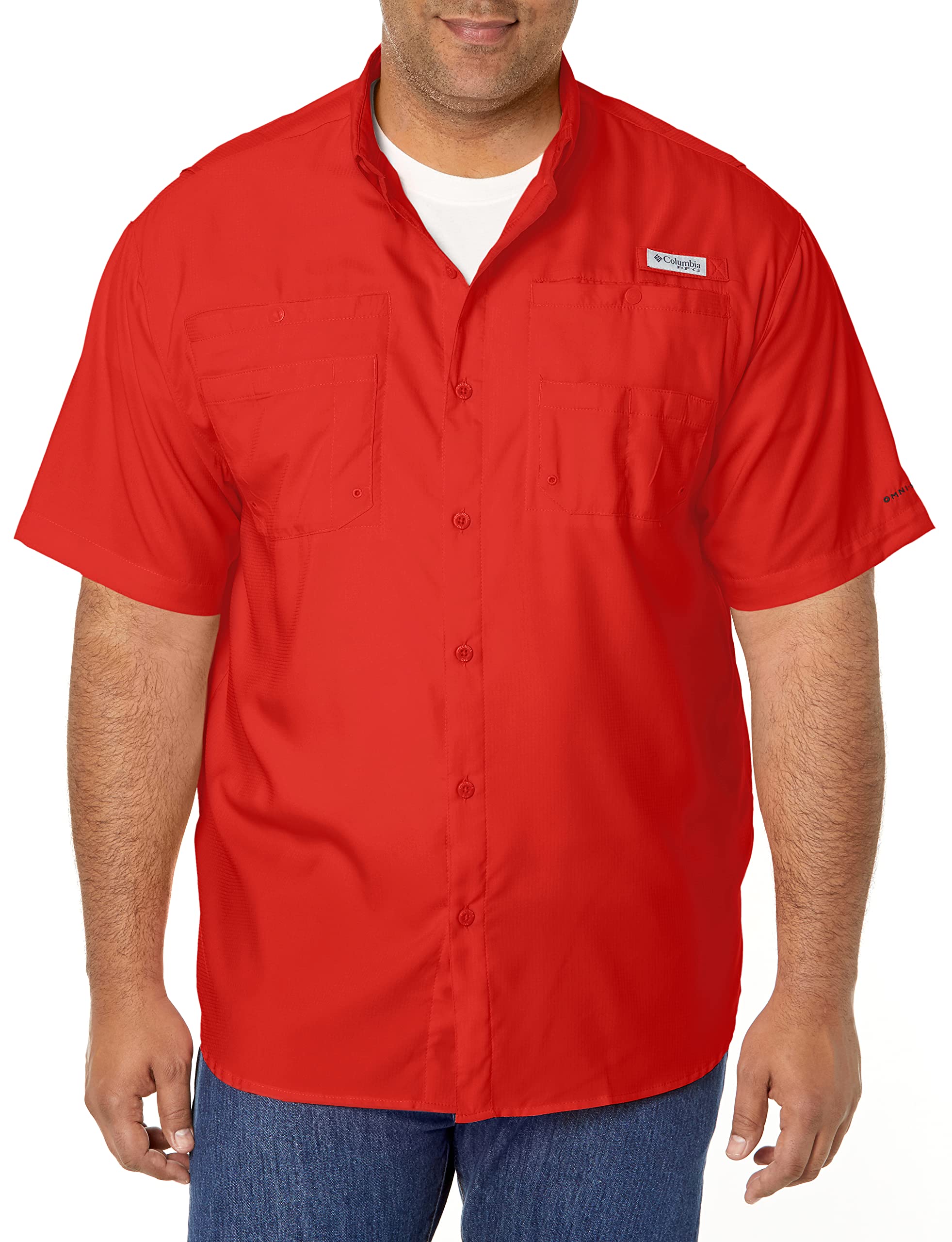 Columbia Mens PFG Tamiami II Short Sleeve Fishing Shirt, Red Spark, 3X Tall Image