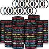 Sinmoe 200 Pcs Motivational Quote Rubber Wristbands Bulk Colored Inspirational Stretch Silicone Bracelets for Unisex Women Men Coworker Teacher Nurse Employee Student Back to School Gifts, 20 Styles