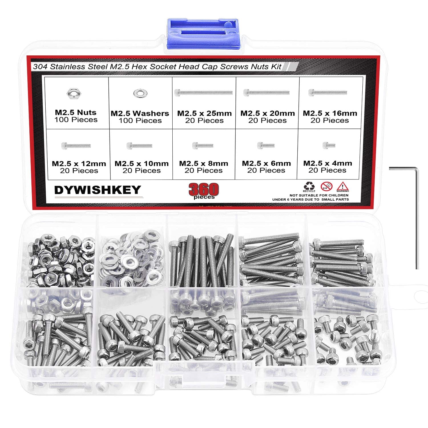 DYWISHKEY 360 Pieces M2.5 x