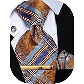 YourTies Silk Ties for Men Paisley Floral Striped Necktie and Pocket Square Cufflinks Tie Clip Set 4PC