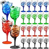 Sliner 24 Pcs Halloween Skeleton Hand Plastic Goblets 12 oz Spooky Skeleton Hand Goblets Halloween Wine Glasses Champagne Glassware Creepy Clear Cups for Party Haunted House, 4 Color