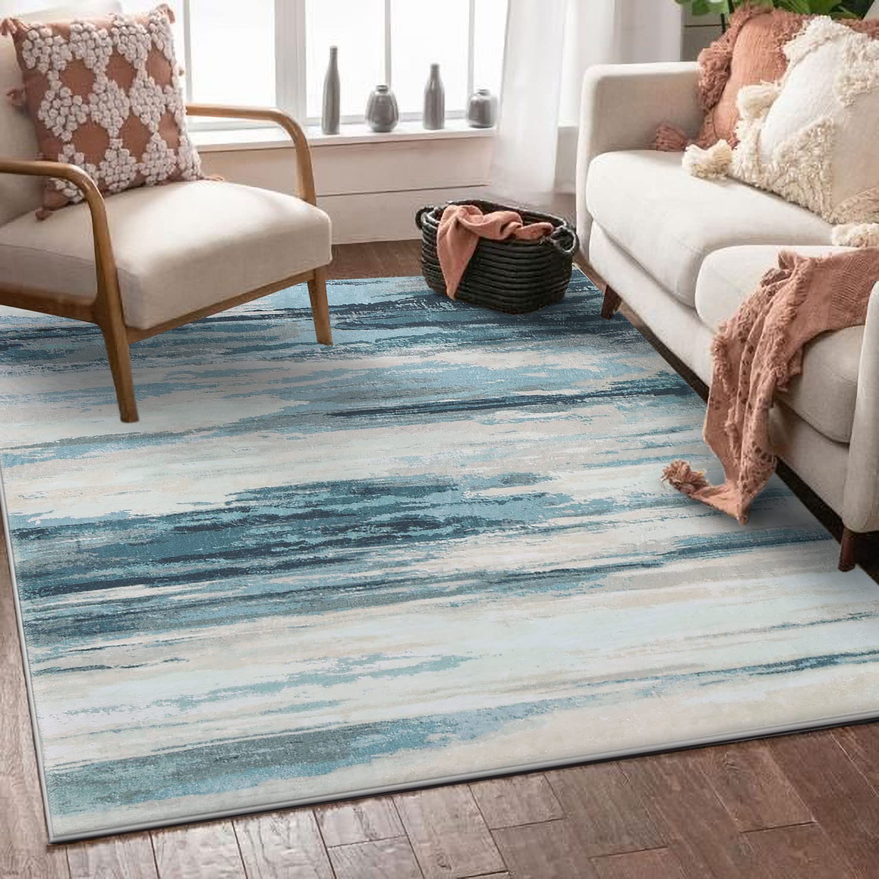 Cinknots Area Rugs Vintage Abstract Rug Home Modern Rugs Chic Ink Splash Soft Carpet Non-slip Carpets Area rug for Living room, Bedroom, Office and Indoor Decoration (Grey10, 120 x 160 cm)